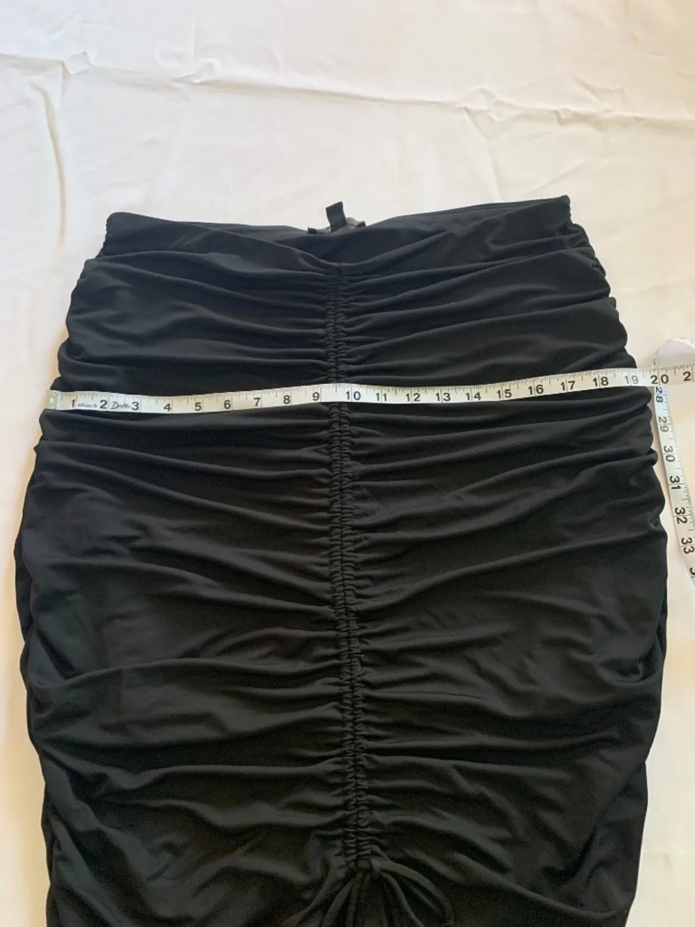 INC Black Ruched Drawstring Front-Slit Bodycon Midi Skirt XL